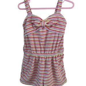 Janie and Jack Terry Cloth Striped Tank Romper with Bow